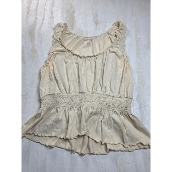 American Eagle Outfitters Tops - American Eagle Cream Smocked Peplum Tank Top Boho Cottagecore Fairy Medium